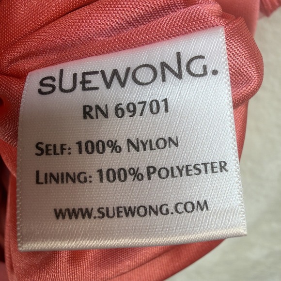 Sue Wong Cocktail Sheath Dress Coral Lace Soutache Sleeveless Wedding Guest - Picture 7 of 14